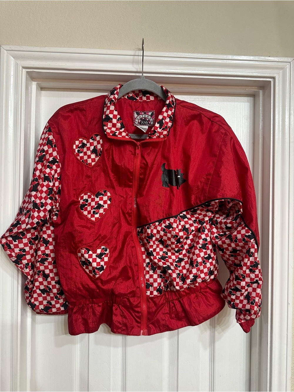 Vintage SunTerra Kids Size 14 Red Scottie Dog Windbreaker Jacket 80s 90s